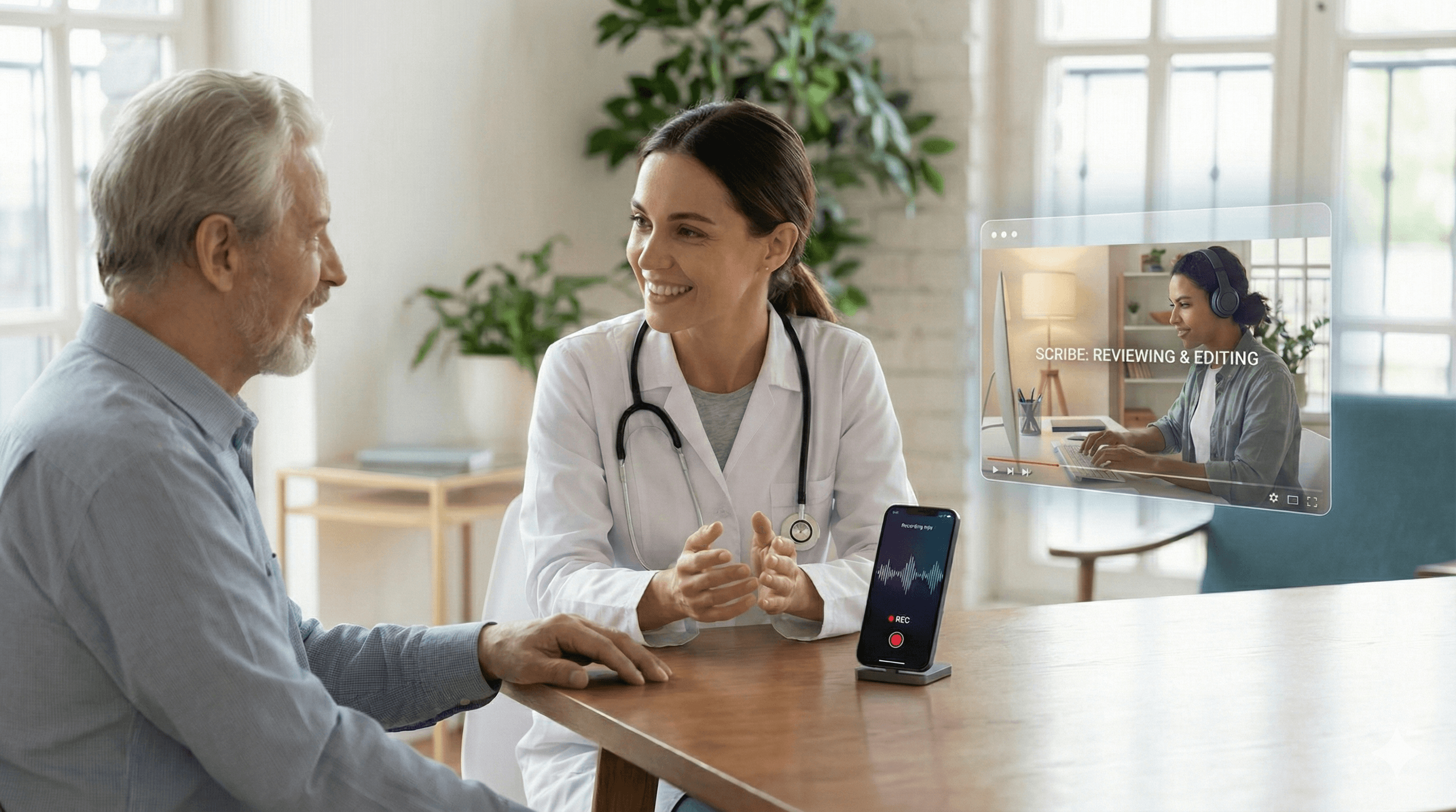Clinician discussing care with a patient